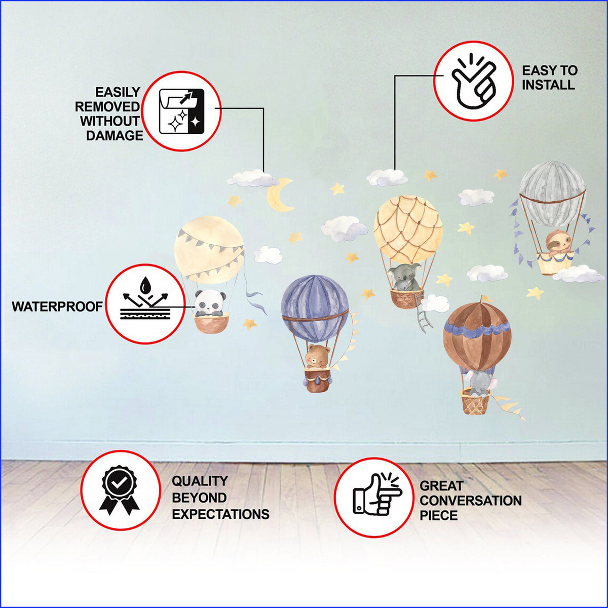 Product view of Hot Air Balloon Wall Stickers.