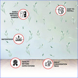 Leaf Wall Decor Stickers - Botanical Peel Stick Green Leafs Decals.