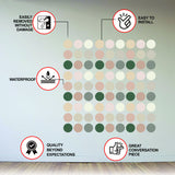 50x Neutral Boho Dots Decals - Nursery Baby Kids Room Pastel Circle Wall Stickers Decor.