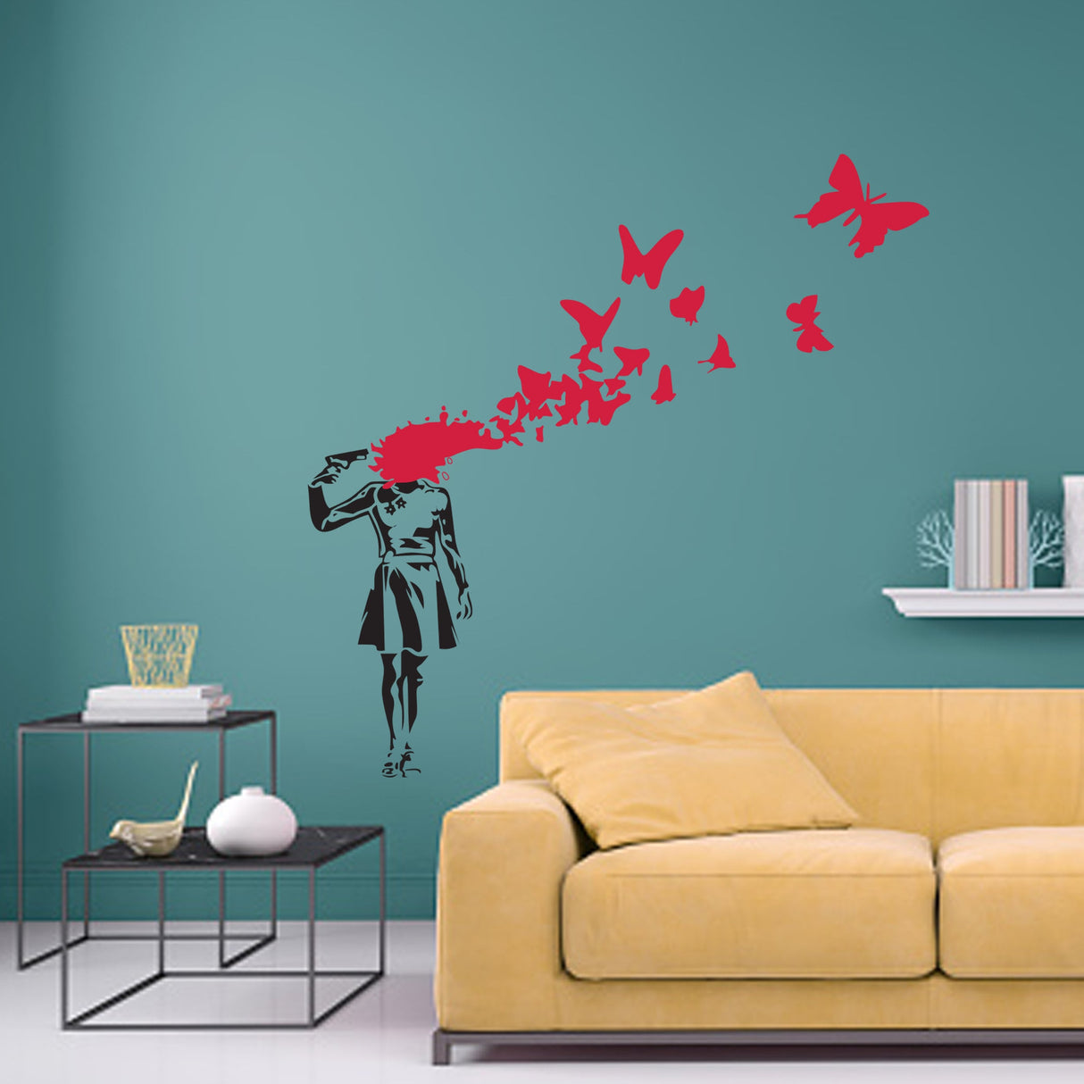 Product presentation view of Artist Suicide Girl With Butterfly Wall Decal.