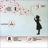 Heart Bubbles Girl Wall Sticker - Street Art Graffiti Love Vinyl Decal.