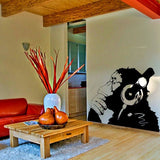 Thinking monkey with headphones vinyl wall decal.