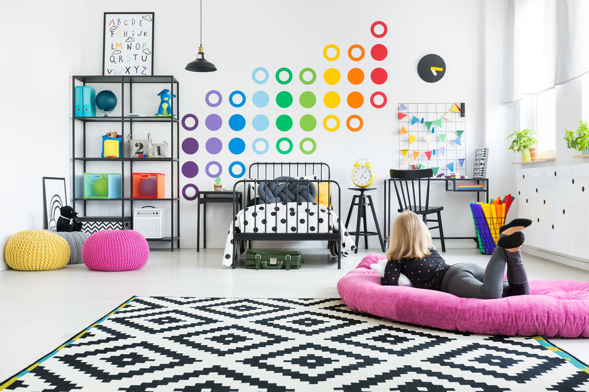 Alternate product presentation of 36x Rainbow Circle Wall Decals.