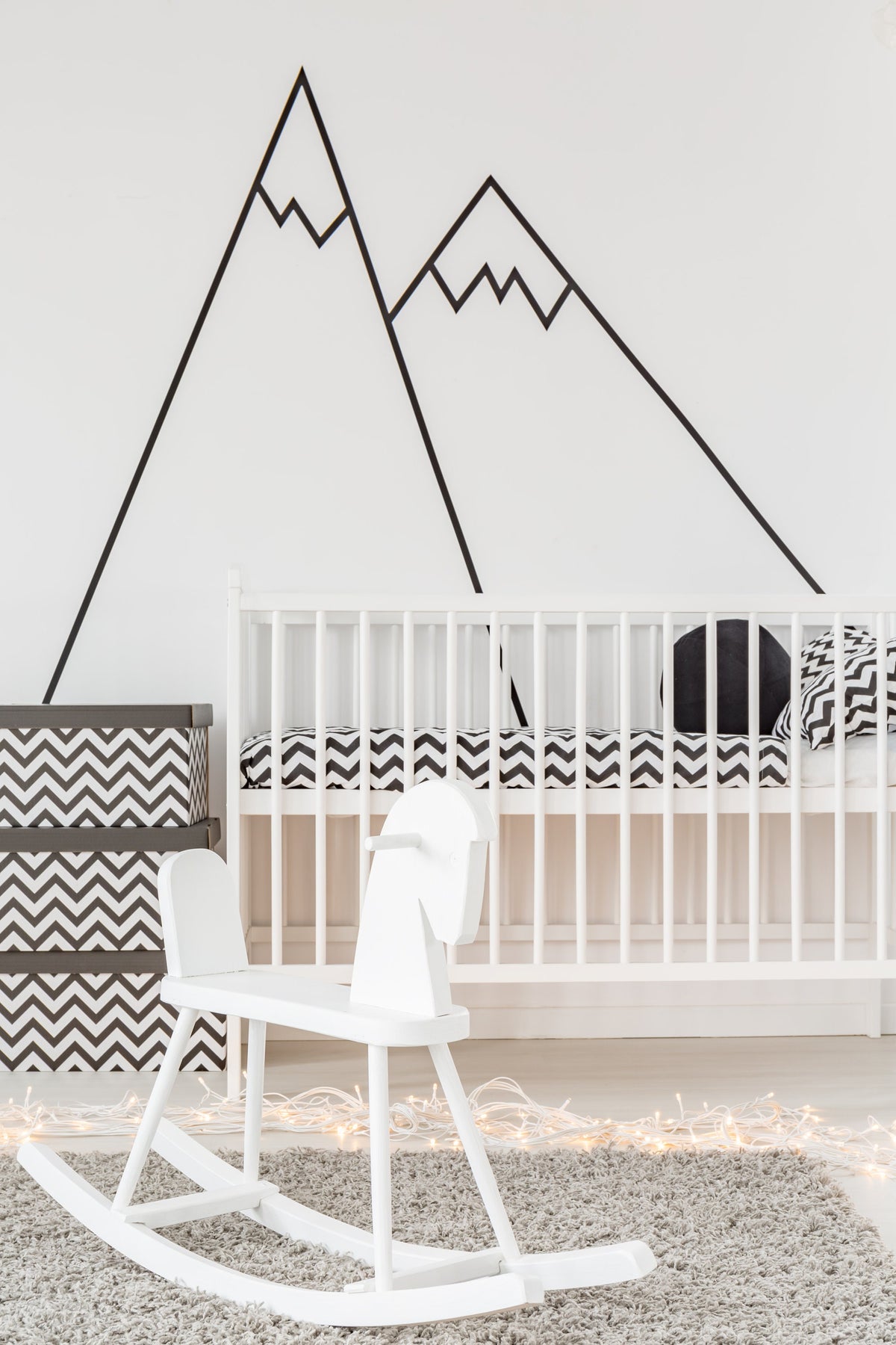 Black Thin Line Stickers - Mountains Peel And Stick Stripe Wall Decals Decor.