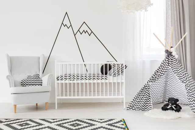 Black Thin Line Stickers - Mountains Peel And Stick Stripe Wall Decals Decor