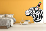 DJ tiger wall decal with headphones.