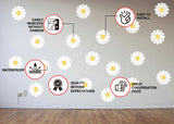24x Daisy Flowers Wall Stickers - White Floral Room Decor Decals.