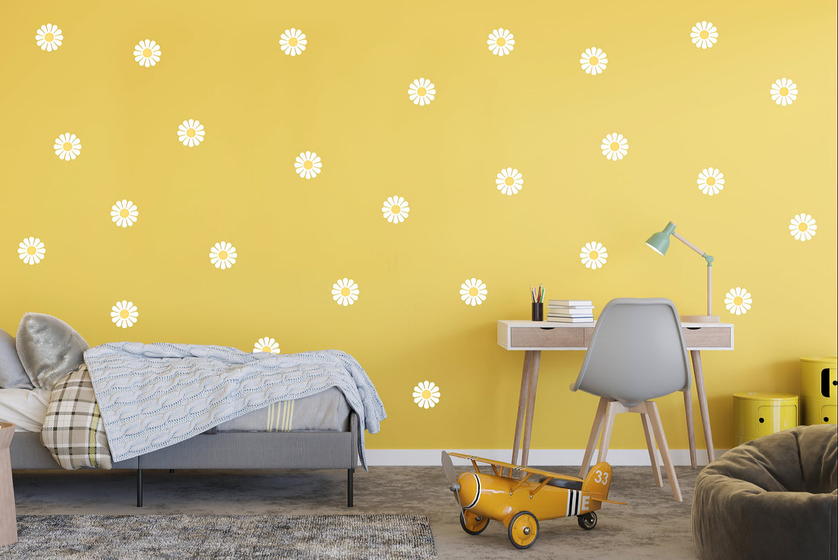 Product detail view of 24x Daisy Flowers Wall Stickers.