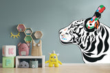 Tiger animal wall mural for a music-themed room.