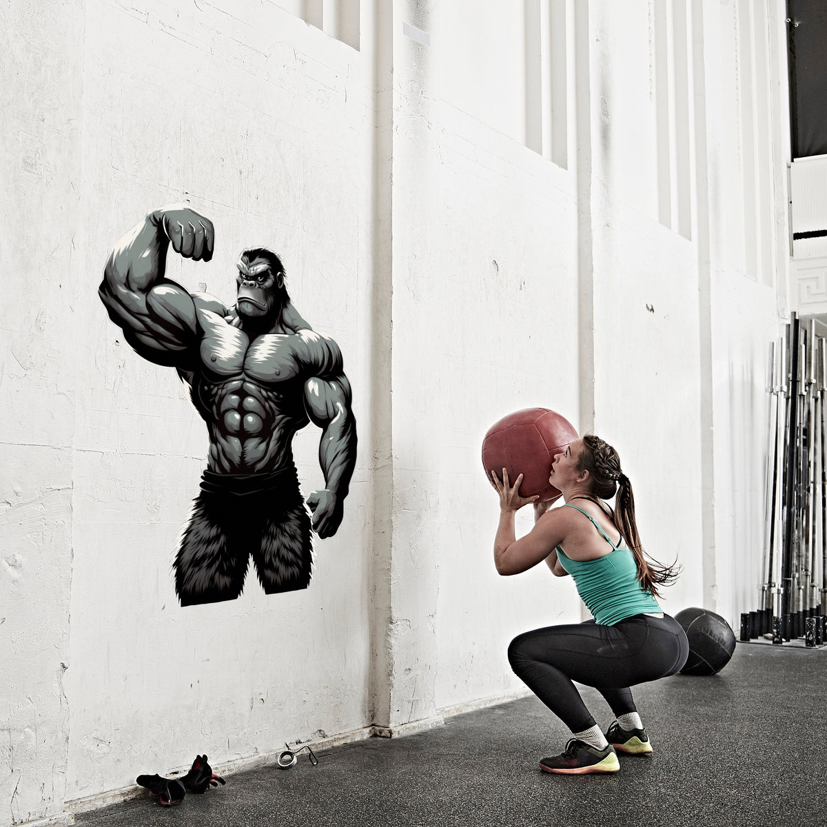 Additional product view of Gym Wall Decal Muscled Gorilla.