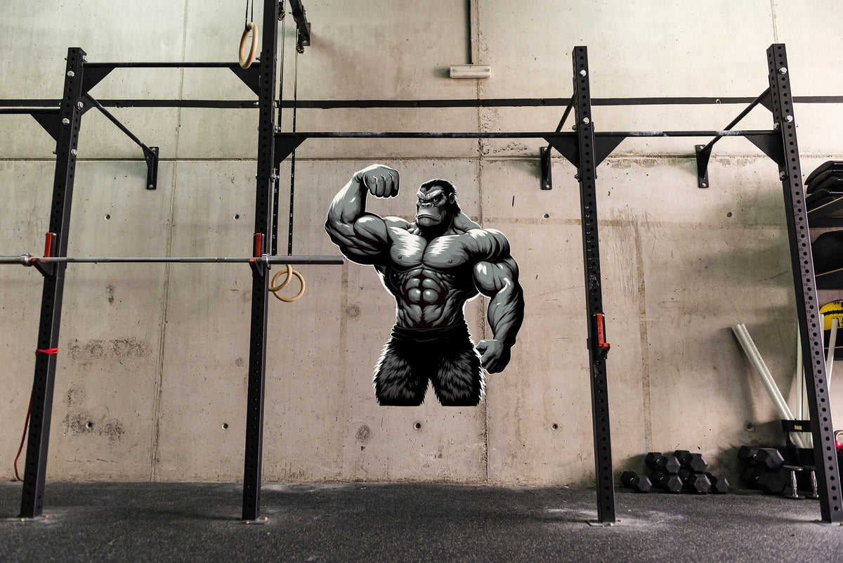 Alternate product presentation of Gym Wall Decal Muscled Gorilla.