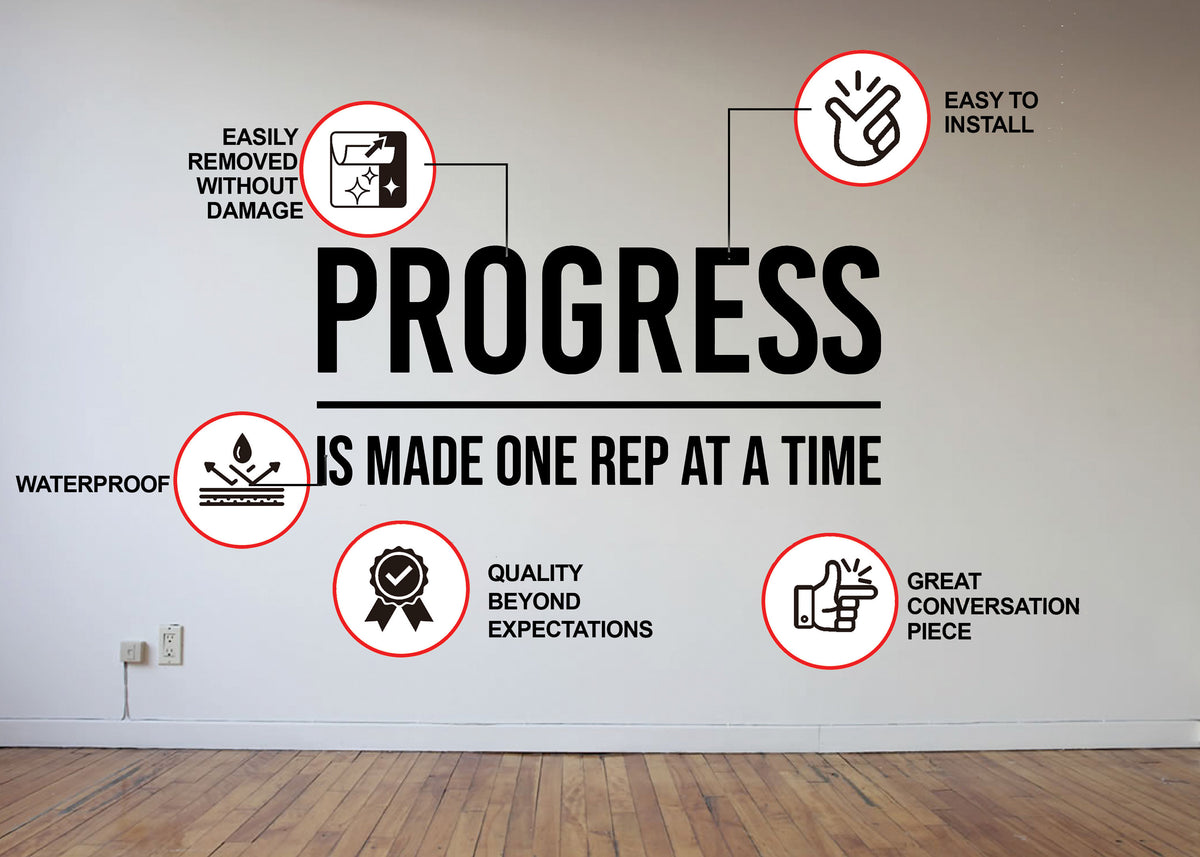 Alternate product view of Gym Wall Decal - Motivational Fitness Workout Quote Sticker.