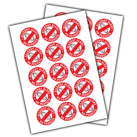 No peanuts allergy alert stickers for food safety and allergy awareness.
