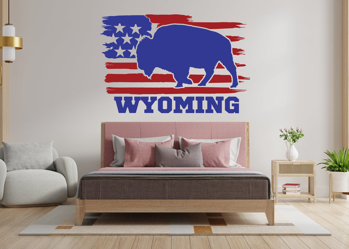Additional product view of Wyoming Decal - Wyoming State Bull Wall Sticker - Wyoming Map Fan.