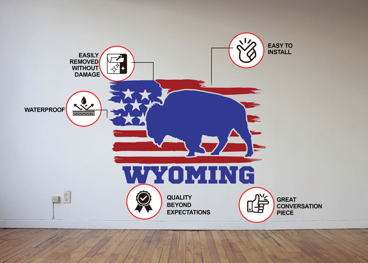 Wyoming Decal - Wyoming State Bull Wall Sticker.