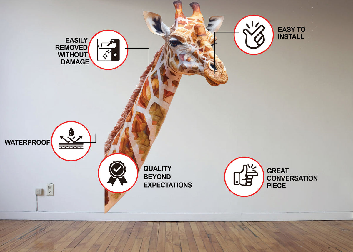 Giraffe Wall Decal - Playful Animal Stickers.