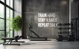 Alternate product presentation of Gym Wall Decal - Motivational Fitness Workout Quote Sticker.