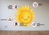 Watercolor Happy Sun Wall Sticker - Cheerful Nursery Decor Decal.