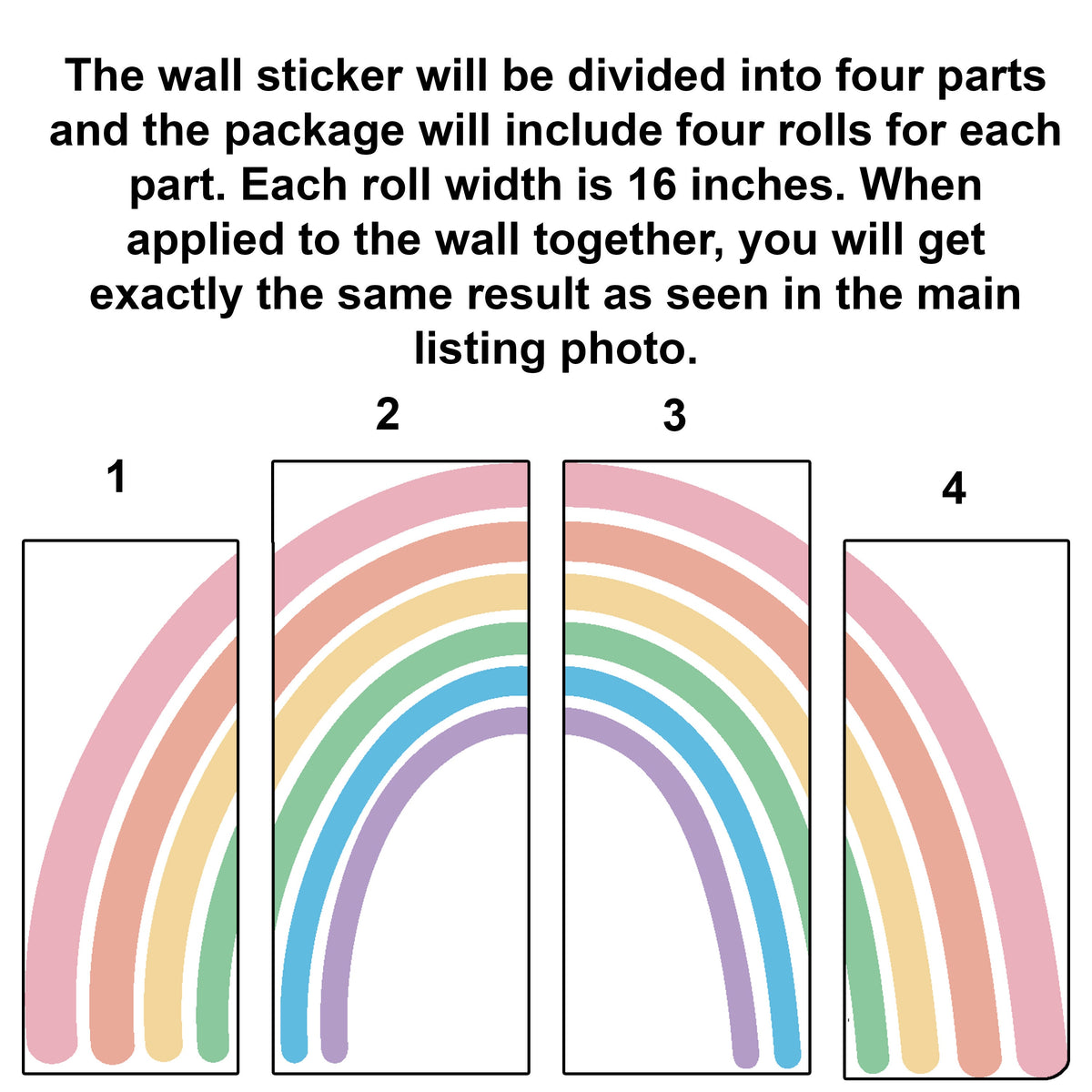 Additional product view of Charming Boho Style Rainbow Wall Sticker.