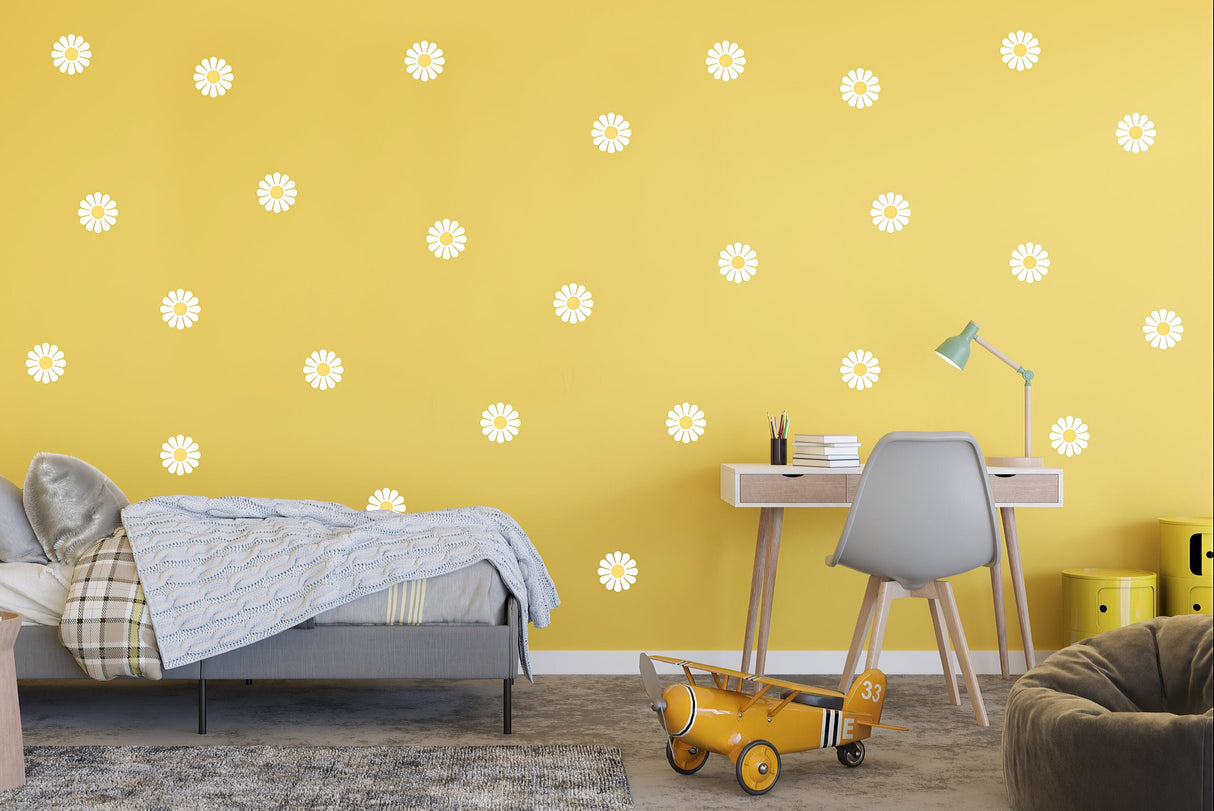 Alternate product view of White Daisy Flowers Wall Decals.