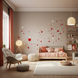 Alternate product presentation of 200x White and Red Round Dot Stickers.