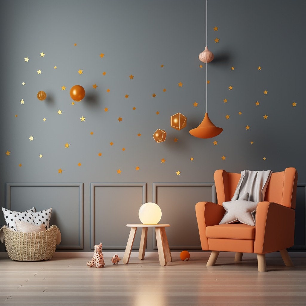 Product gallery view of 200x Gold Stars Wall Vinyl Stickers.
