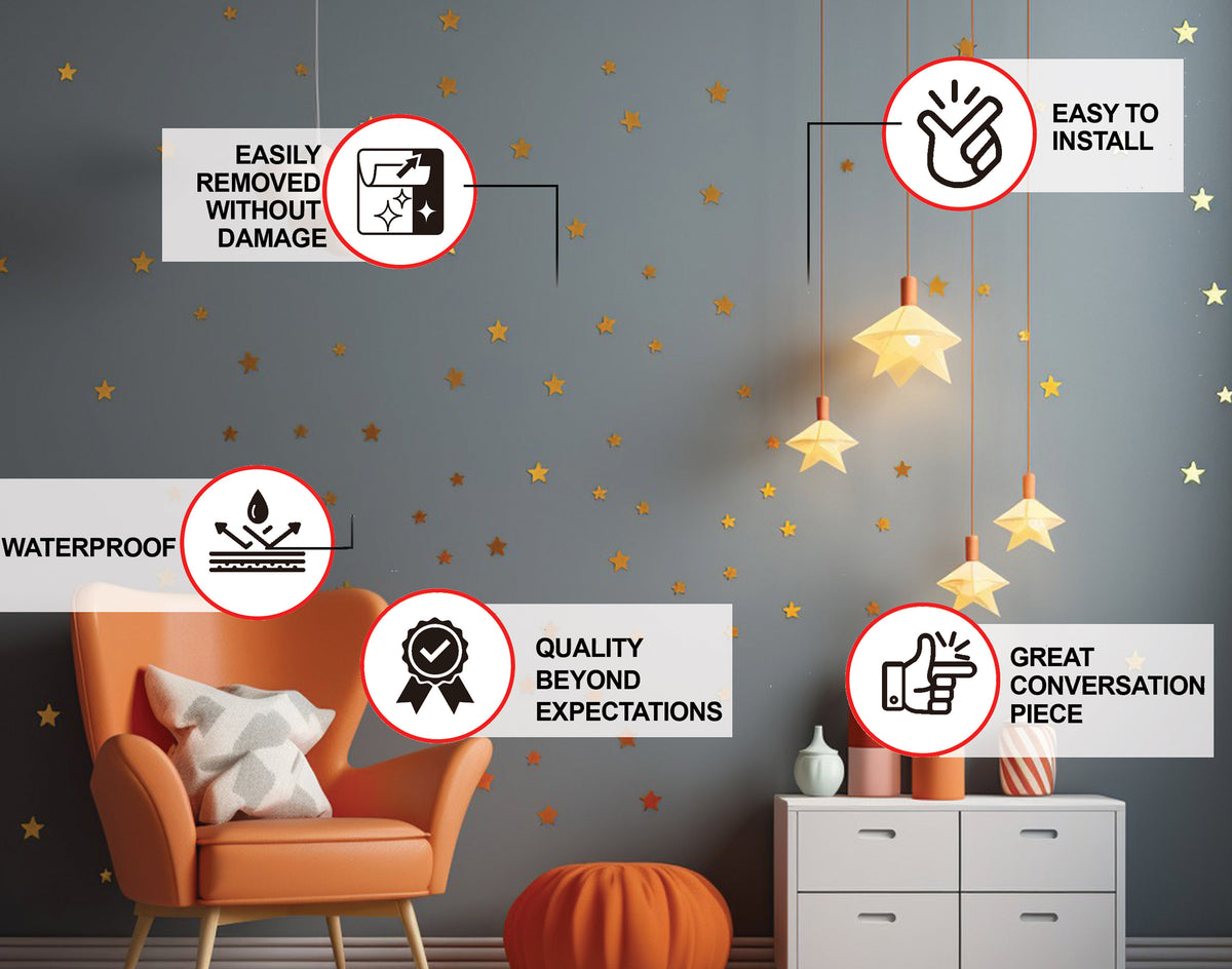 Additional product view of 200x Gold Stars Wall Vinyl Stickers.