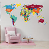 Product detail view of Large World Map Wall Decal.