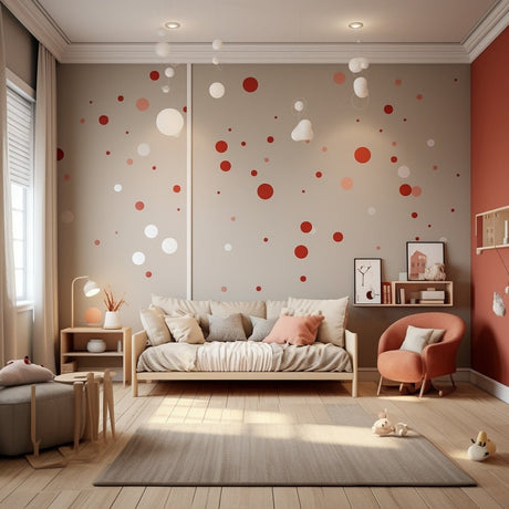 200x White and Red Round Dot Stickers - Small Blank Adhesive Matte Vinyl Polka Decor