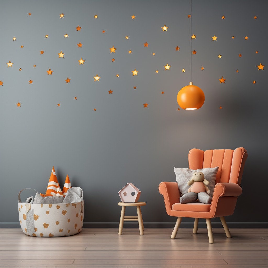 Alternate product presentation of 200x Gold Stars Wall Vinyl Stickers.