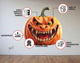 3D Evil Laughing Pumpkin Decal - Halloween Scary Vinyl Wall Sticker.