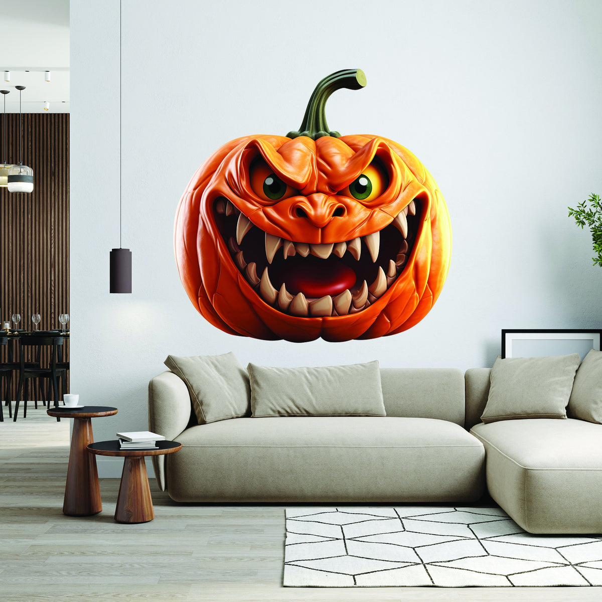 Alternate product view of 3D Evil Laughing Pumpkin Decal.