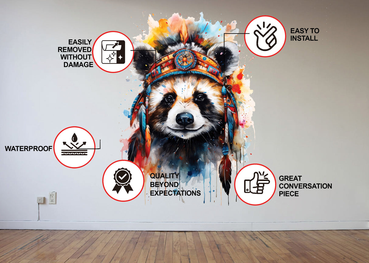 Panda Wall Decal - Removable Vinyl Bear Art Sticker for Nursery Room