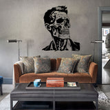 Skeleton portrait wall decal displayed in an office setting.