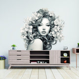 Botanical woman silhouette wall decal shown in an alternate product view.
