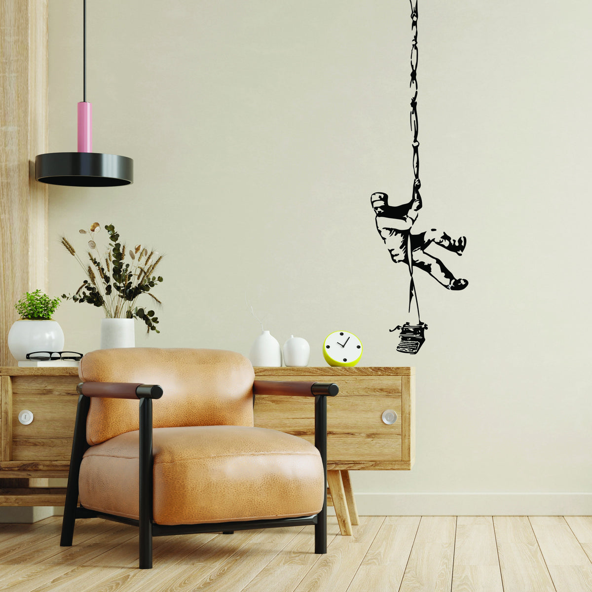 Modern prisoner escape wall decal presentation.