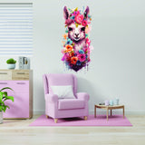 Playful alpaca wall sticker for a children's room.