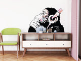 Additional product view of Artist Inspired Thinking Monkey Decal In Pink Color.