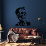 Skeleton face wall decal with a dramatic hair silhouette.