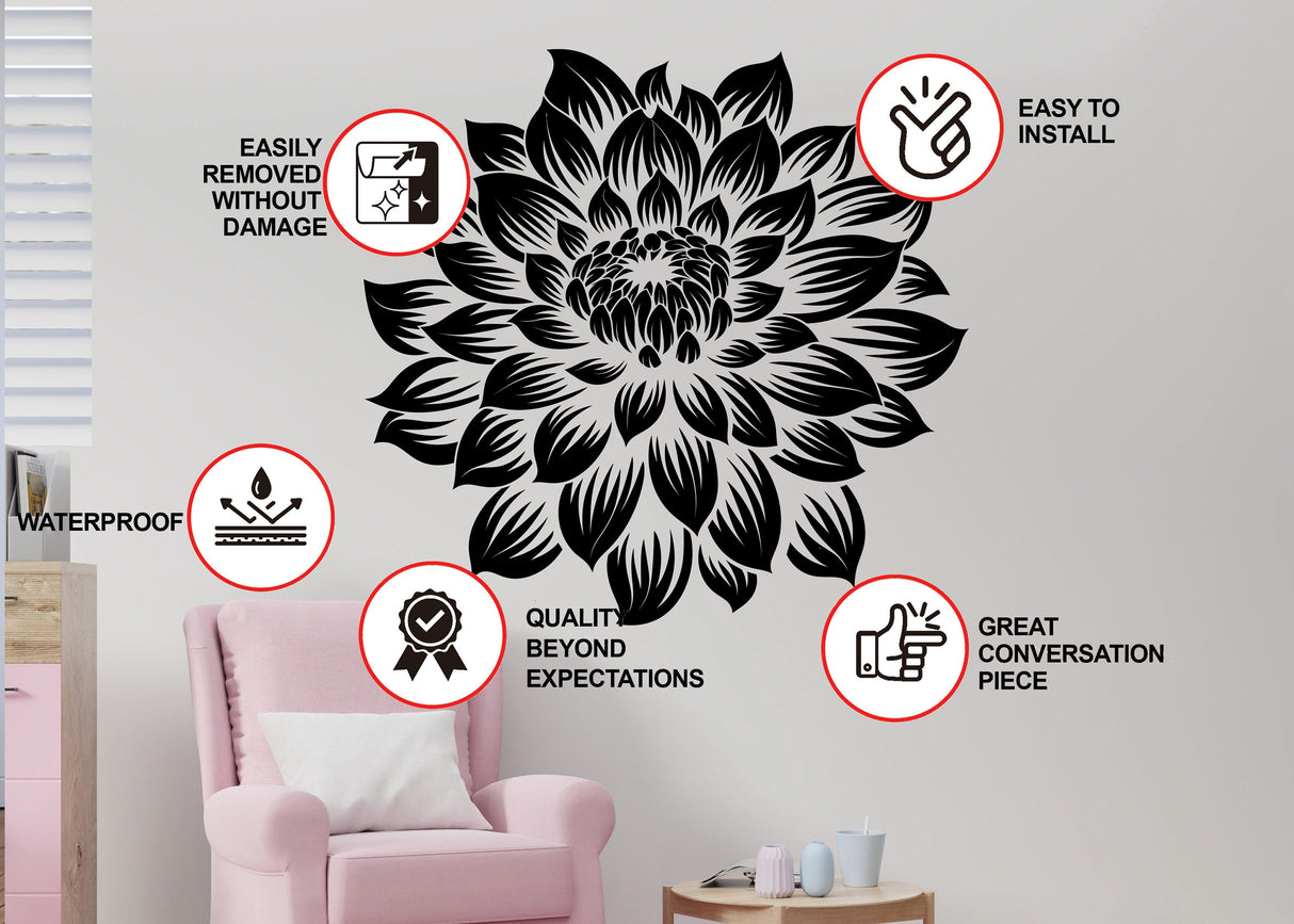 Elegant floral wall decal shown in an alternate product view.