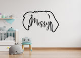 Custom pet ears outline decal shown as a memorial keepsake.