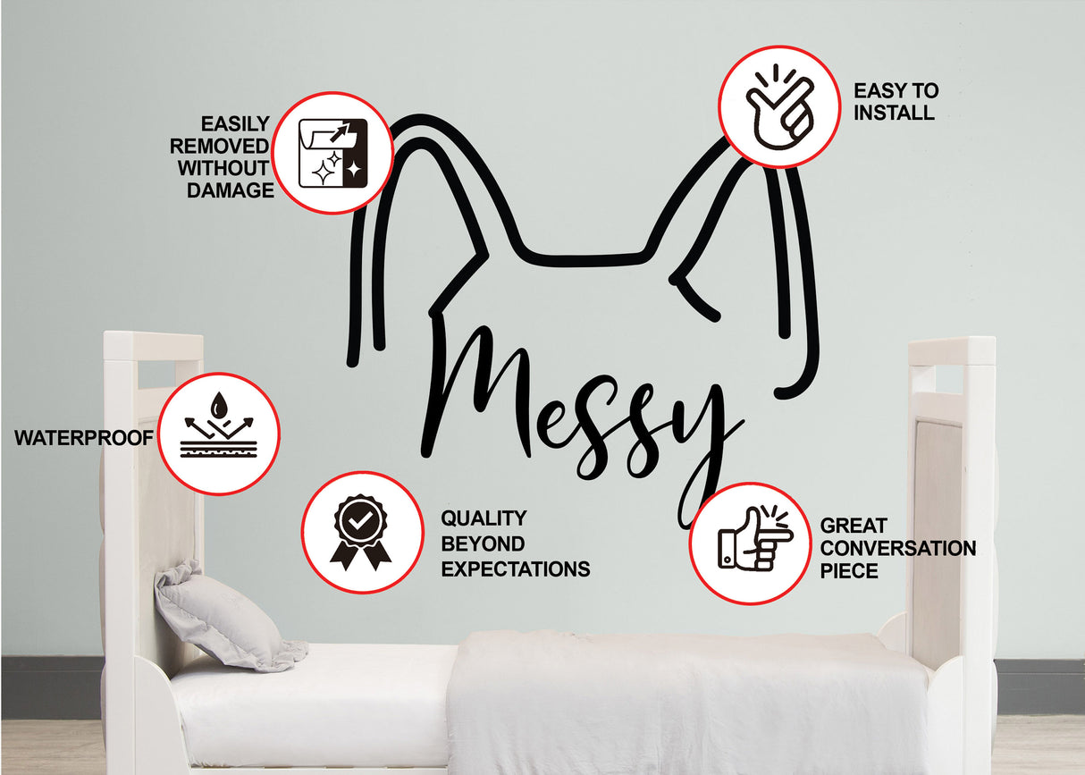 Customizable pet memorial sticker shown in a product presentation.