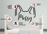 Customizable pet memorial sticker shown in a product presentation.