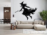 Product gallery view of Flying Witch Broom Silhouette Decal.