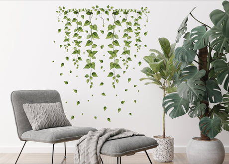 Hanging green ivy vine wall sticker shown in a product view.