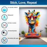 Giraffe with glasses animal wall sticker shown in an alternate product view.