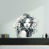 Floral hair portrait vinyl decal shown in a product presentation.