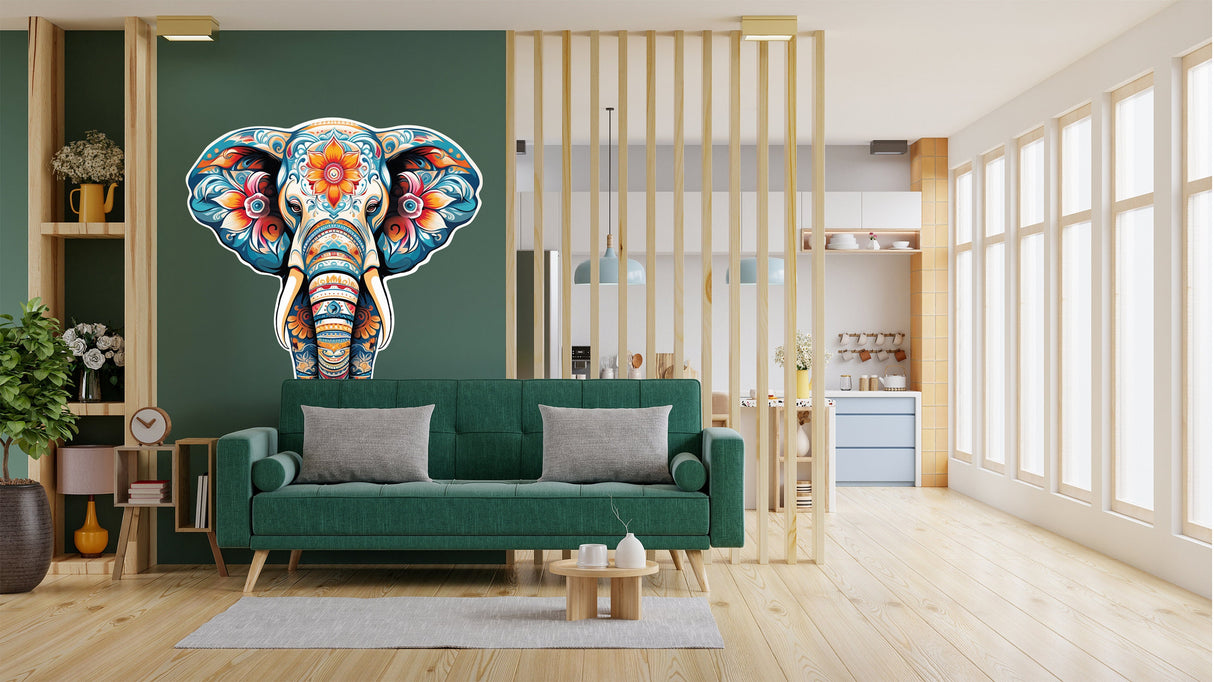 Elephant floral wall mural.