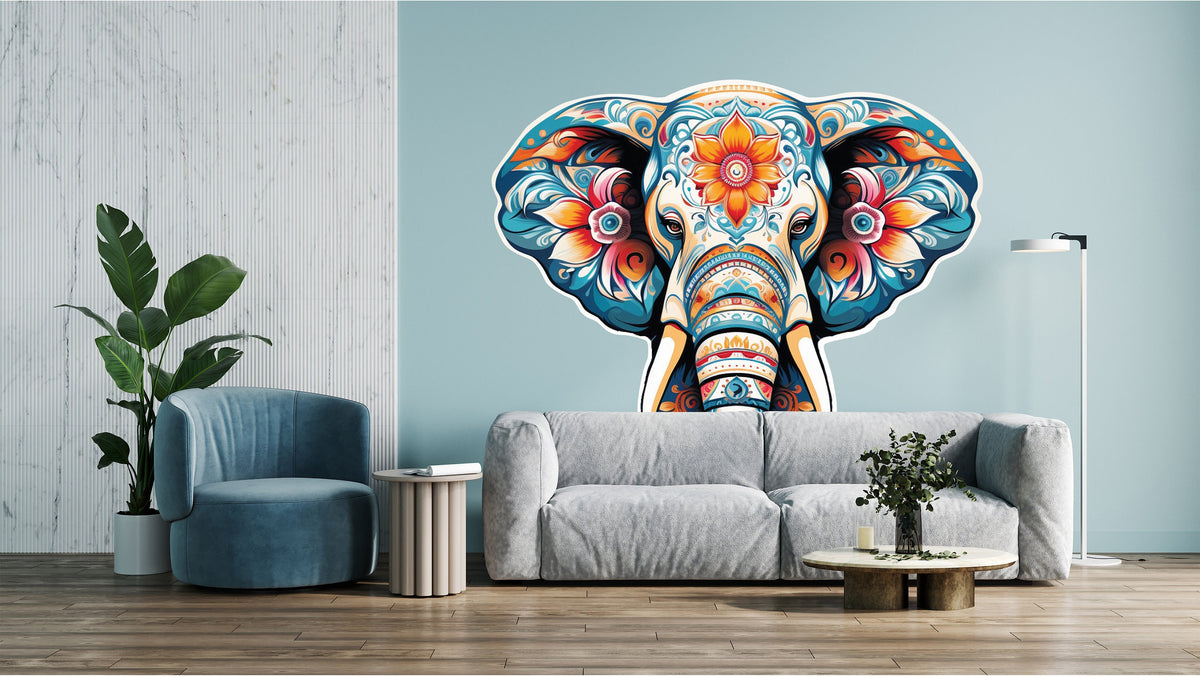 Product gallery view of Floral Elephant Wall Decal.