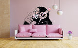 Light-toned boho room vinyl sticker with monkey design.
